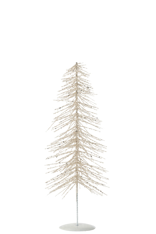 J-Line decoratie Kerstboom Glitter metaal/kunststof - wit/zilver - medium - vtwonen shop