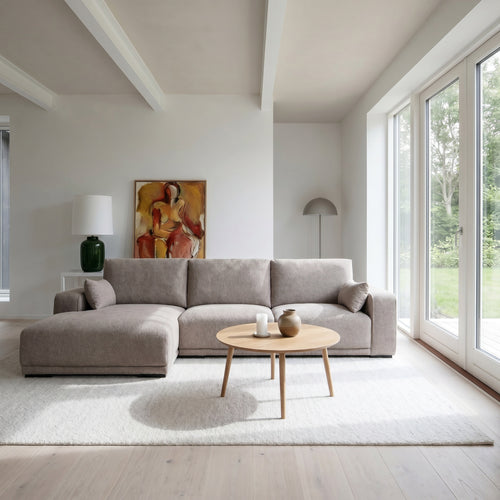 Furnhouse chaise longue bank links California - Beige - Stof - 105x305x85