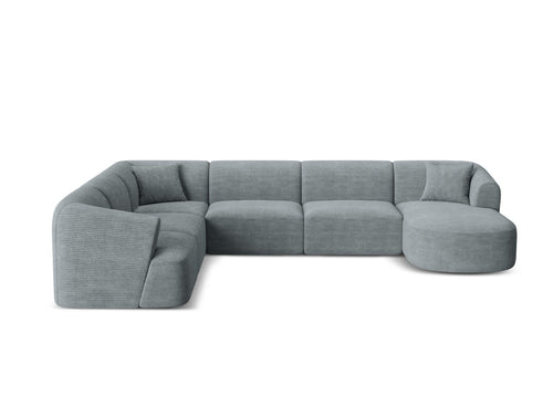 Cosmopolitan Design Modulaire panoramische hoekbank links Campi 7-zits, ribfluwelen donkergrijs - 255x330x70cm