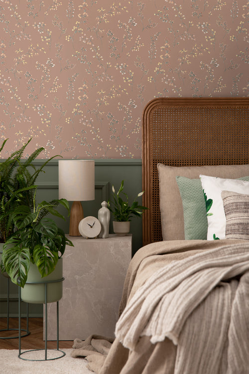 Borastapeter behang veldbloemen terracotta - 53 cm x 10.05 m - 660990 - vtwonen shop