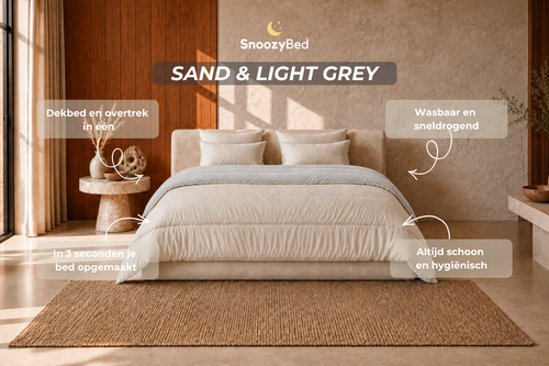 SnoozyBed - Dekbed zonder overtrek - Sand & Light Grey - 200x200cm