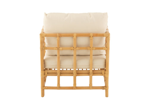 J-Line stoel Elise + kussen - rotan/textiel - naturel/wit