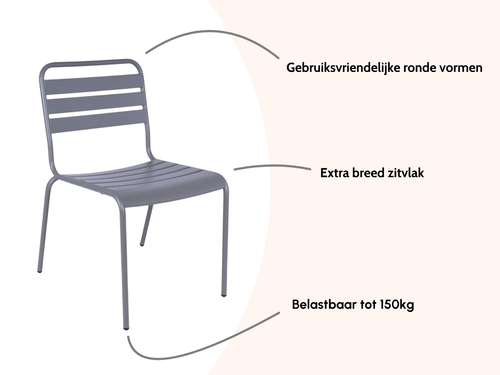 MaximaVida metalen tuinstoel Max XXL muisgrijs - doos per 2 stuks - vtwonen shop