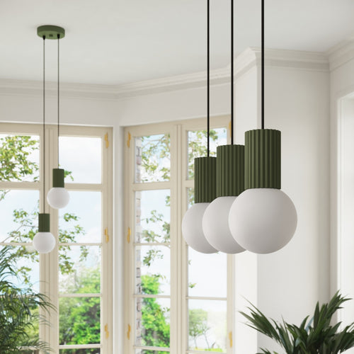 Sollux Lighting Hanglamp HALO 2L olijfgroen - 33,5x6x120cm