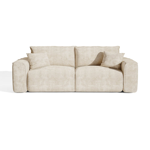 Premium Interiors - Snel uitklapbare slaapbank COMO - corduroy beige 216cm