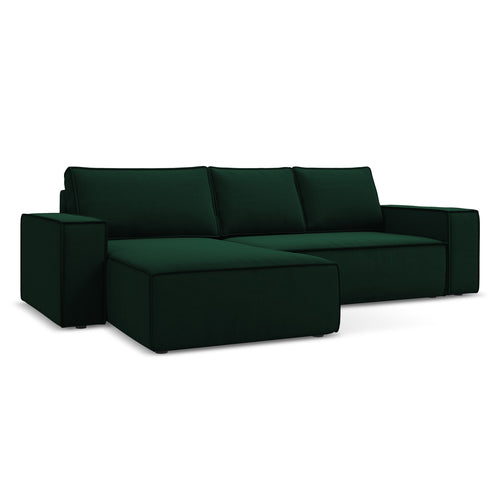 LaMiaSofa hoekbank links Livorno - velours - flessengroen - 290x185x82