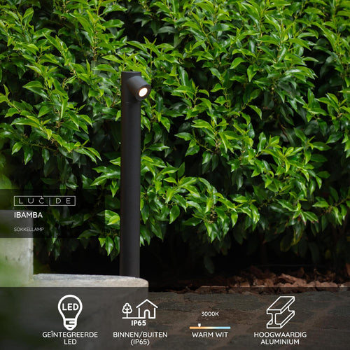 Lucide sokkellamp IBAMBA - Geïntegreerde LED - Zwart