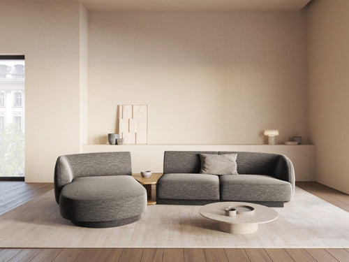 Micadoni linker modulaire bank Miley 3-zits, chenille, grijs - 178x303x70cm
