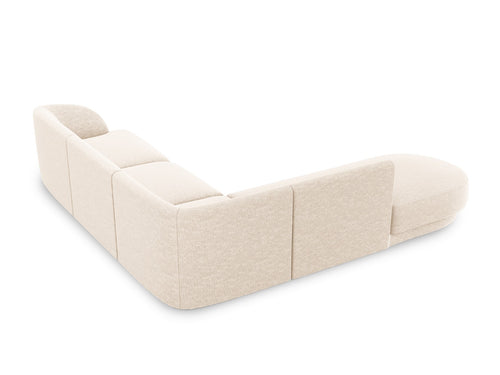 Micadoni linker hoekbank Miley 6-zits, structurele stof ivoor - 248x255x70cm