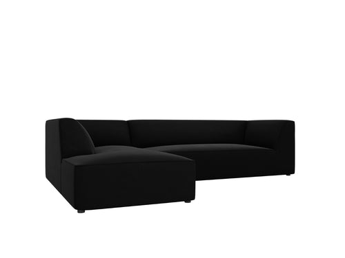 Micadoni linker hoekbank Ruby 4-zits, flueel, zwart - 180x273x69cm