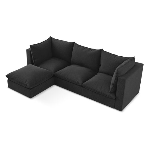 LaMiaSofa hoekbank links Ravenna - velours - zwart - 255x165x77