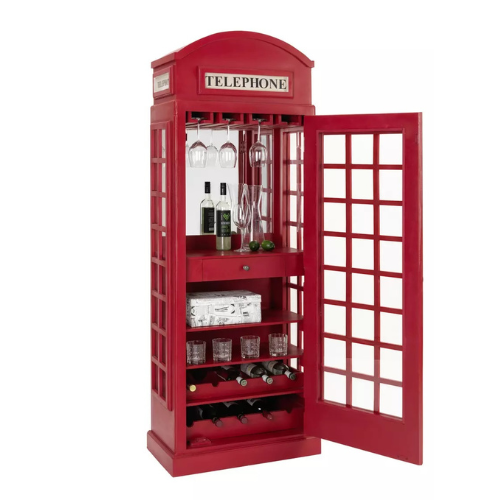 StarFurn Wijnkast Telefooncel - Rood Hout - 71x41x201cm