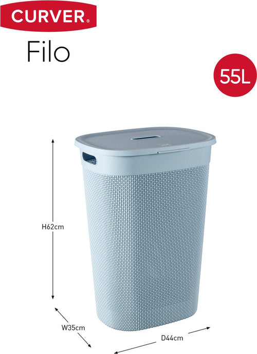Curver Filo Wasmand met deksel 55L - Blauw - vtwonen shop