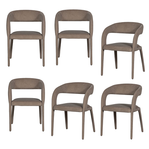 vtwonen eetkamerstoelen Arms - Polyester - Bruin - Set van 6