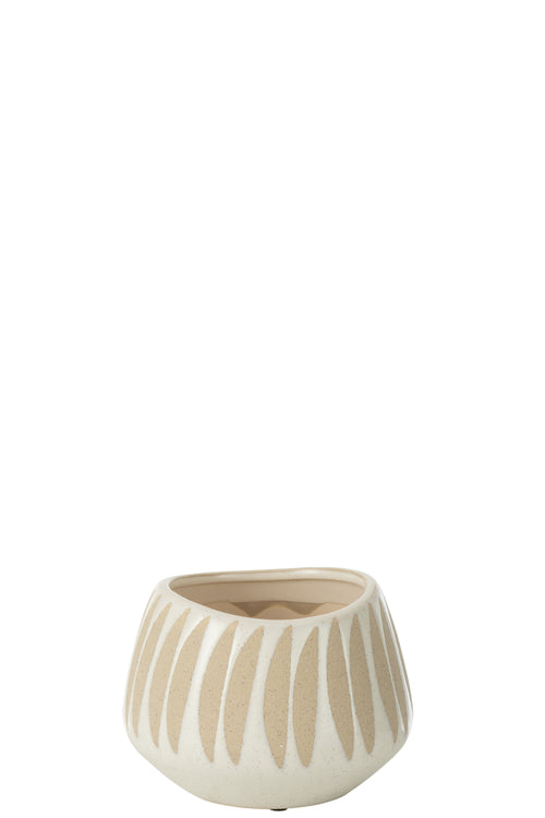 J-Line bloempot Kai - keramiek - beige/wit - small - Ø 16 cm - vtwonen shop