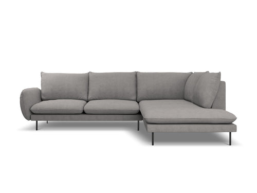 Cosmopolitan Design rechter hoekbank Vienna 6-zits, structurele stof, donkergrijs - 185x275x95cm