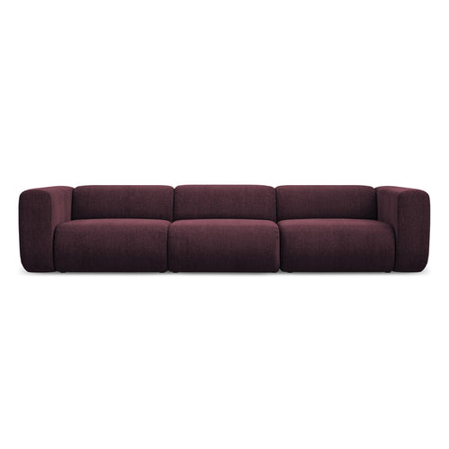 LaMiaSofa 4-zits bank Bari - chenille stof - bordeaux - 319x89x70