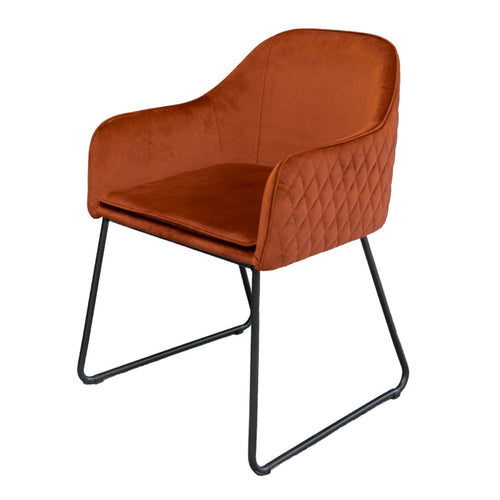 Livingfurn eetkamerstoel Benthe - Rust Copper Velvet - stof - vtwonen shop