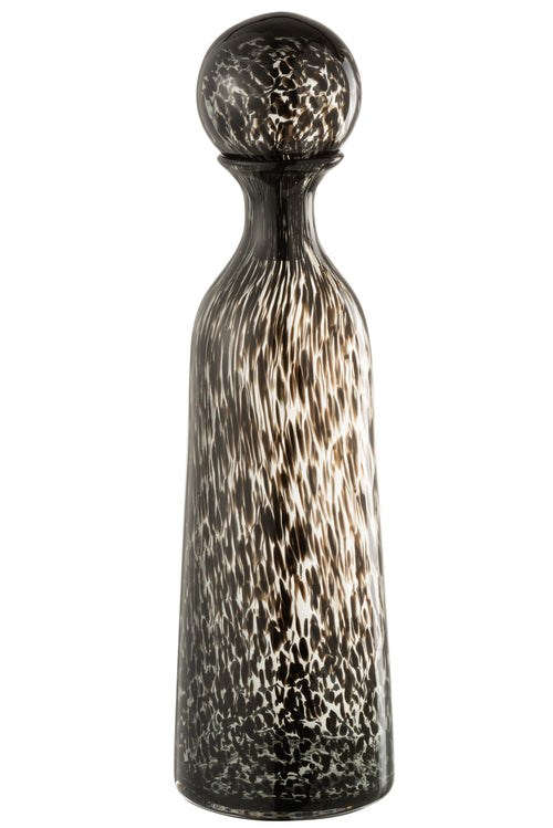 J-Line decoratie Fles + Stop Stip Hoog - glas - zwart - large