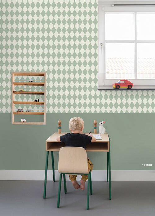 ESTAhome behang ruiten mintgroen - 50 x 900 cm - 131933