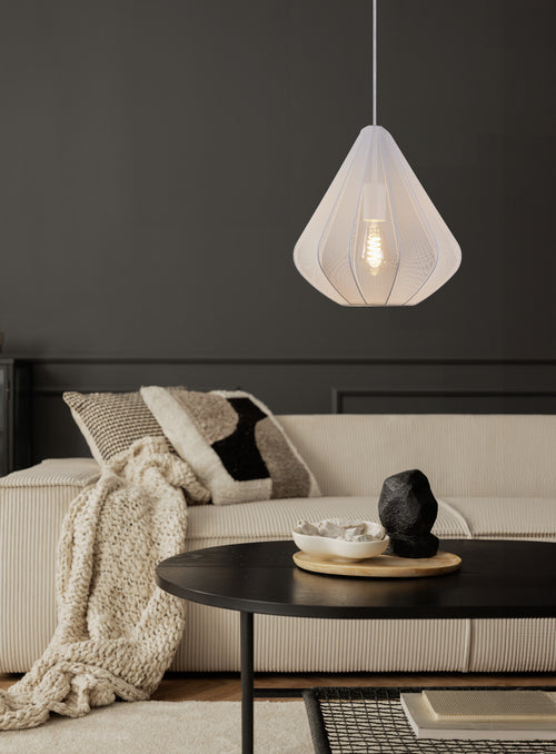 EGLO hanglamp Dolwen - e27 - ø 33,5 cm - wit - textiel - vtwonen shop