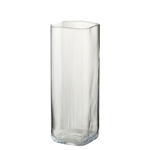 J-Line vaas Recht Vierkant - glas - transparant - small - 32 cm hoog