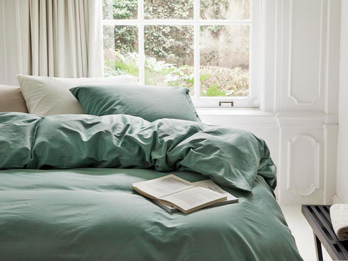 Yumeko dekbedovertrek katoen satijn sea green 200x220 + 2/60x70 - vtwonen shop