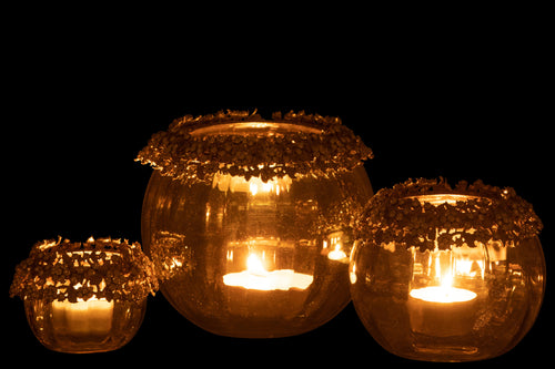 J-Line kaarshouder Volve - metaal/glas - goud/brons - large