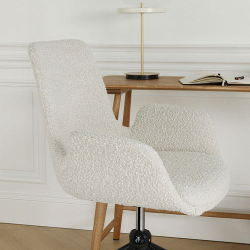 Nolon Nout-Eef Bureaustoel Bouclé Beige - Armleuning - Zwart Onderstel - vtwonen shop