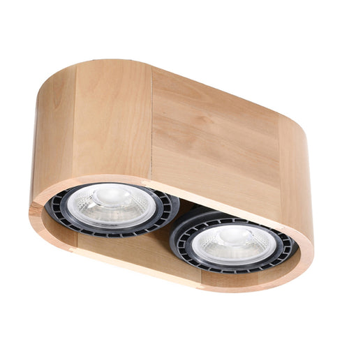Sollux Lighting Plafondlamp BASIC 2 naturel hout - 27x14x10cm