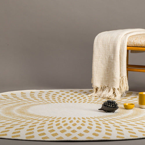 AFK Living vloerkleed Illusion - voor binnen en buiten - geel - 160 x 160 cm