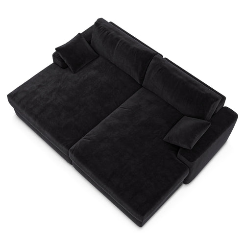 Premium Interiors - Sofa PLUM - fluweel zwart 260cm