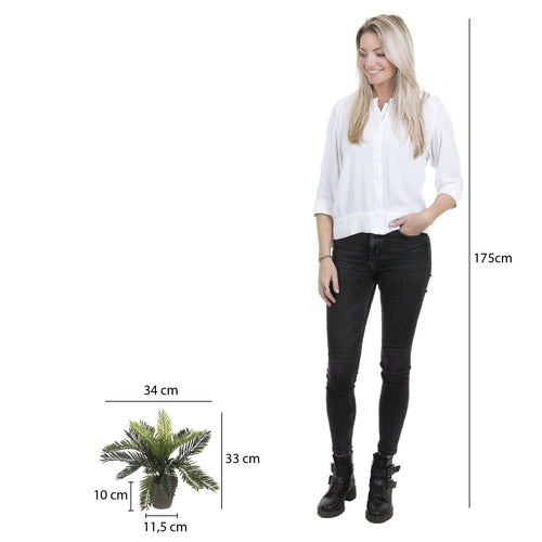 Mica Decorations Cycas Palm Kunstplant in Bloempot Stan - H33 x Ø34 cm - Groen