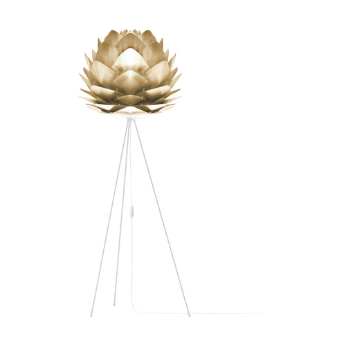 Umage Silvia Medium vloerlamp brushed brass - met tripod wit - Ø 50 cm - vtwonen shop