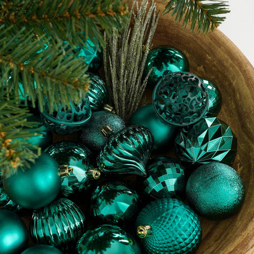 Mica Decorations Kerstballen Set - 60 Stuks - Ø7 cm - Onbreekbaar - Petrol - vtwonen shop