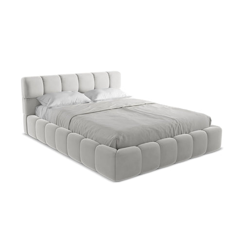LaMiaSofa Bed met opbergruimte Roma - velours - zilver - 180x228x82