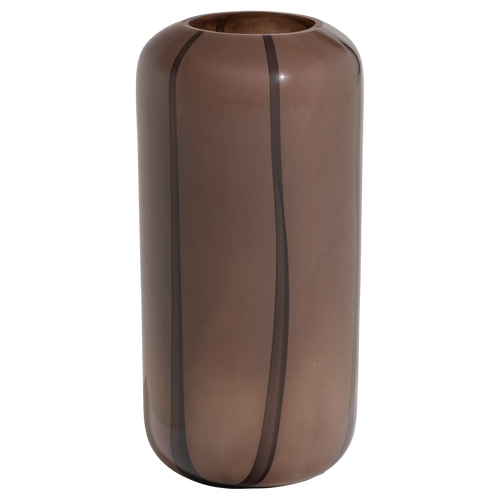 WOOOD vaas Arles - Glas - Bruin Met Streep Donkerbruin - 40x20x20