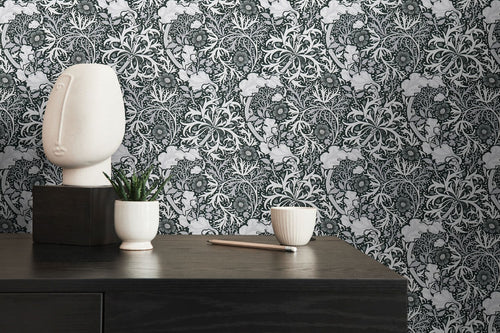 Livingwalls behang bloemmotief wit, zwart en grijs - 53 cm x 10.05 m - AS-390595 - vtwonen shop