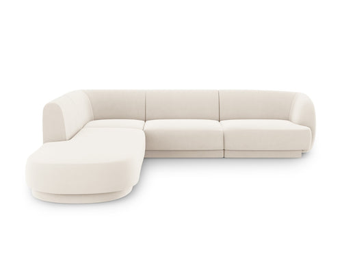 Micadoni linker hoekbank Miley 6-zits, flueel, lichtbeige - 248x255x70cm