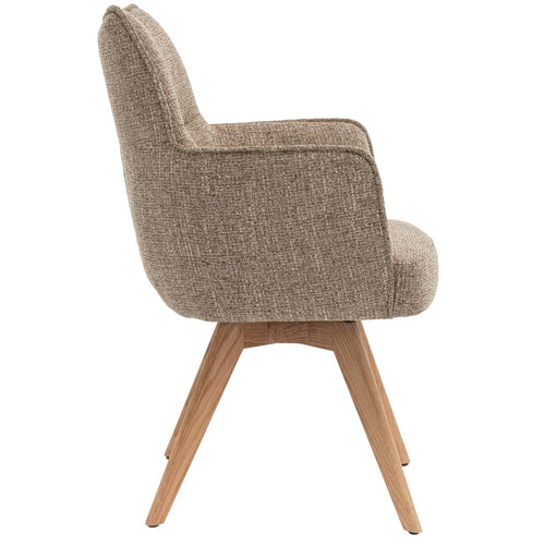 DÉJA Living Eetkamerstoel Zayn - Taupe/Naturel - Draaibaar - Set van 2 - vtwonen shop