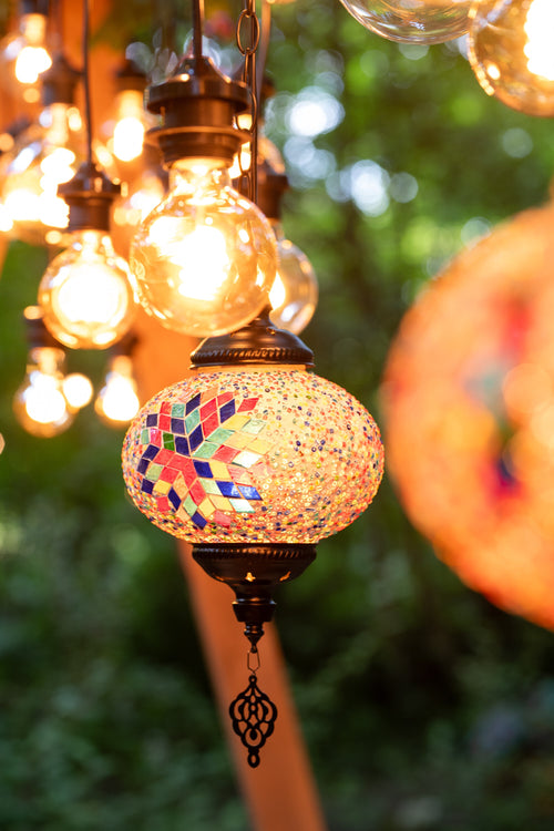 J-Line lamp Mozaiek Hangend - glas/metaal - oranje - small