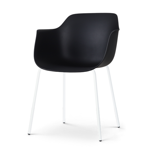 Nolon Nora-Puk Eetkamerstoel Zwart - met Armleuning - Wit Onderstel - vtwonen shop
