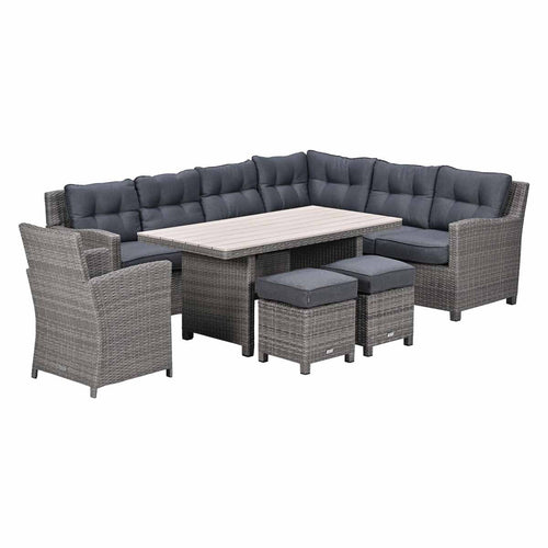 Garden Impressionslounge dining set Jaru 6-delig rechts - light teak vironwood