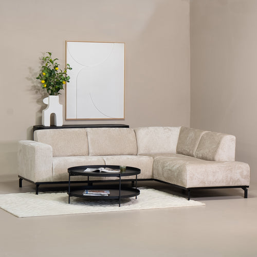 Giga Meubel Hoekbank Monza 3-zits Rechts - Stof/Metaal - Taupe - vtwonen shop