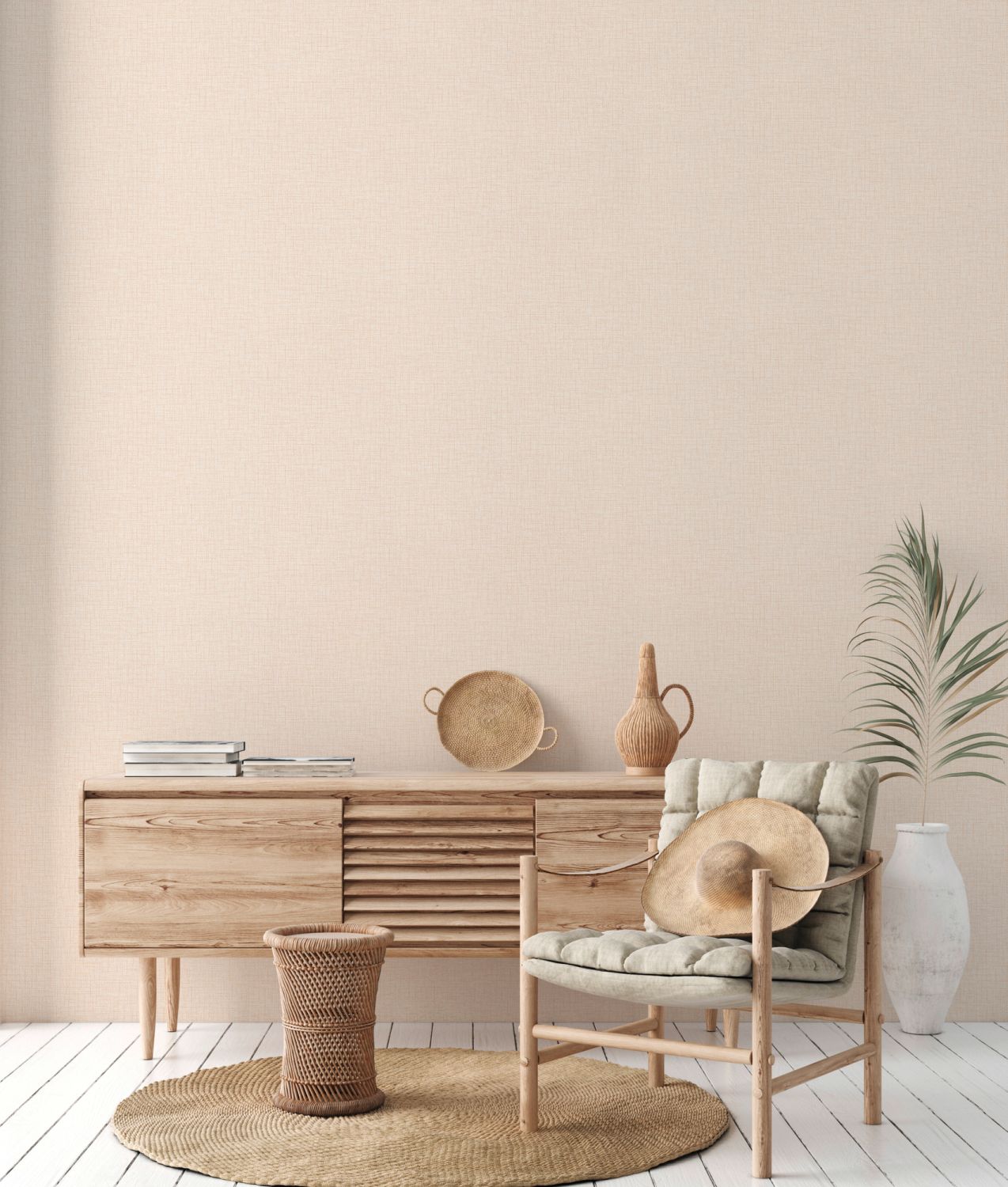 A.S. Création effen vliesbehang in beige – gestructureerd effen behang 10,05 m x 0,53 m – 306893