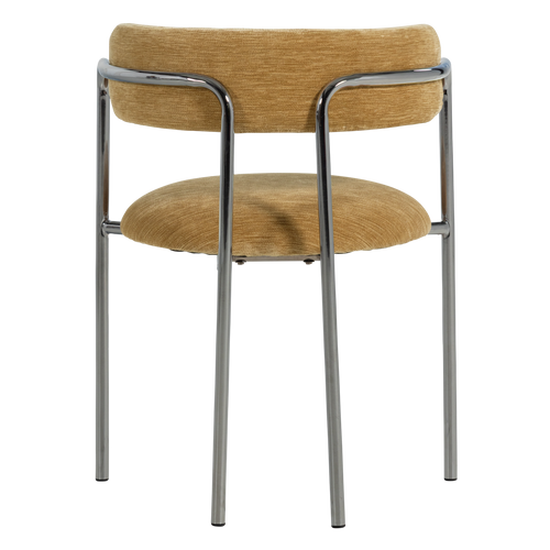 WOOOD eetkamerstoel Cuby - Chroom Stof - Lichtgeel - Set Van 2 - 80x68x55