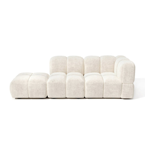 Sia Home - Modulaire bank NUBI - Fluweel met structuur - Crème - 245cm