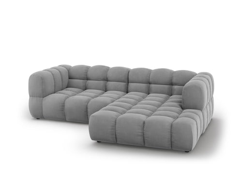 Cosmopolitan Design Modulaire hoekbank rechts Sky 3-zits, flueel, lichtgrijs - 162x244x70cm