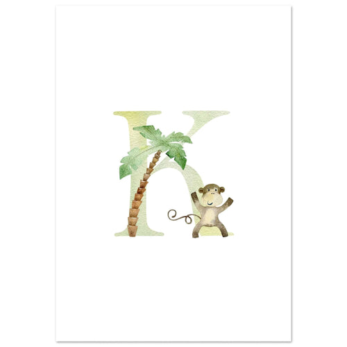 Artfulprints Poster Letter K kindernaam   - 70x100 cm - Meerkleurig