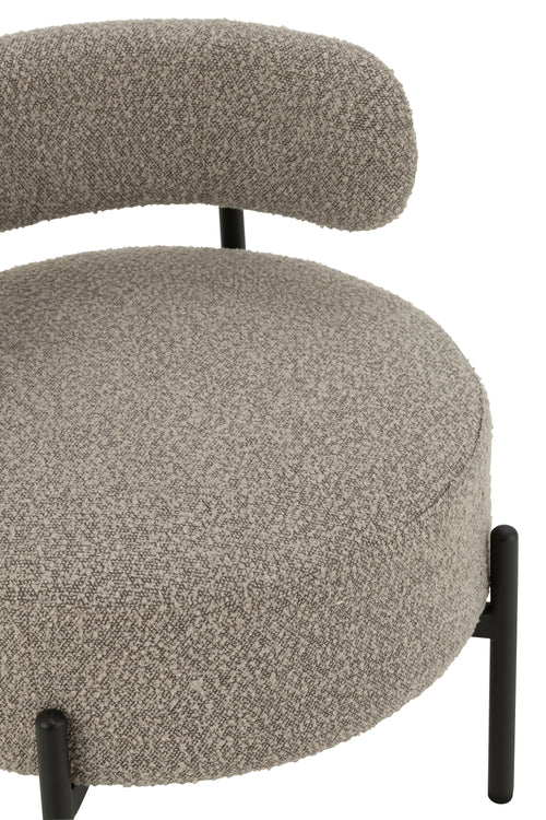 J-Line loungestoel Bouclé - multiplex/polyester - grijs/zwart